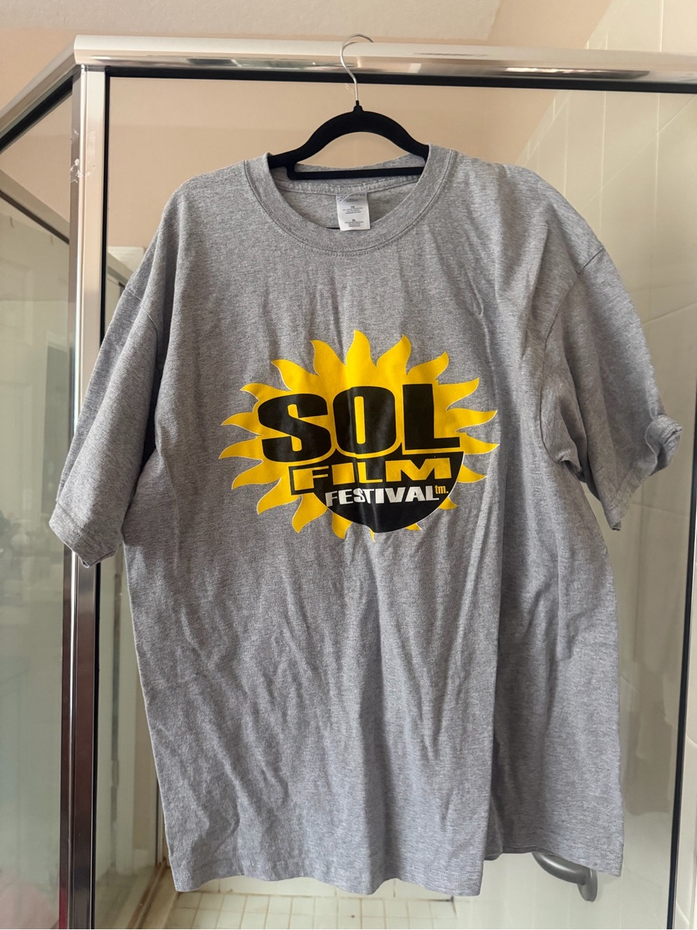 Gildan Gray T-Shirt with Yellow and Black SOL Film Festival Graphic